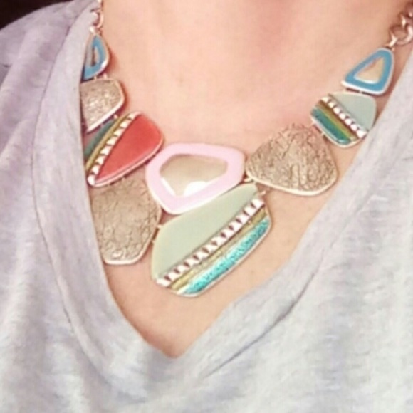 Boho Stone Metal Chain Statement Necklace - Picture 3 of 4